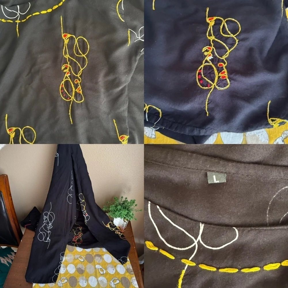 Unbranded black intertwined couple embroidered faces dress size Large - Picture 16 of 16